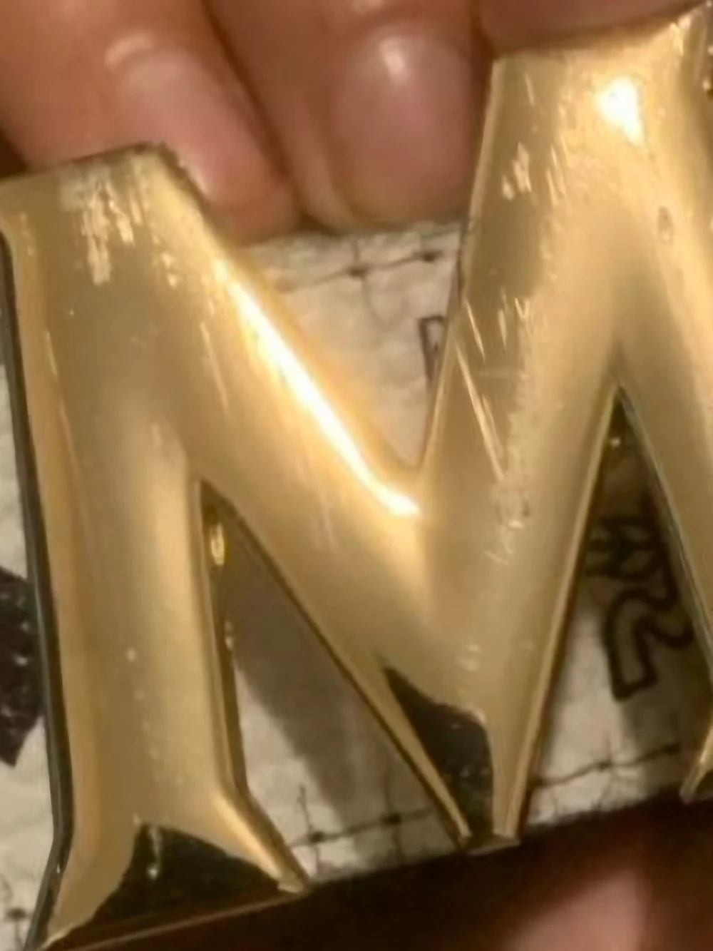 MCM White Monogram Leather Belt with Gold M Buckle